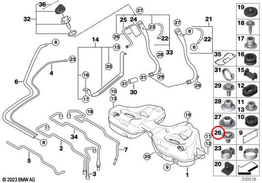 OEM -Thermoplastic Plastics Vite 07129906168 per BMW E36, E60, E61, E65, E66, Z3. BMW originale.