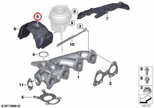 Vis d'outil Oemeal 07129907360 pour BMW F20, F21, F22, F30, F31, F34, F32, F33, F10, F11, E84, F15. BMW d'origine.