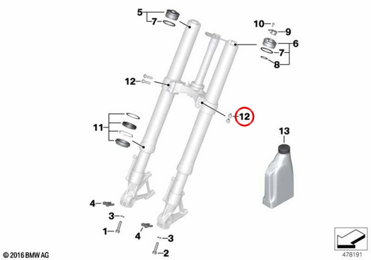 Tornille cylindrique M8x30 OEM 07129907381 pour motos BMW R 1300 GS, R 1250 GS, S 1000 RR, F 900 GS, C 400 GT… et plus. Original BMW Motorrad