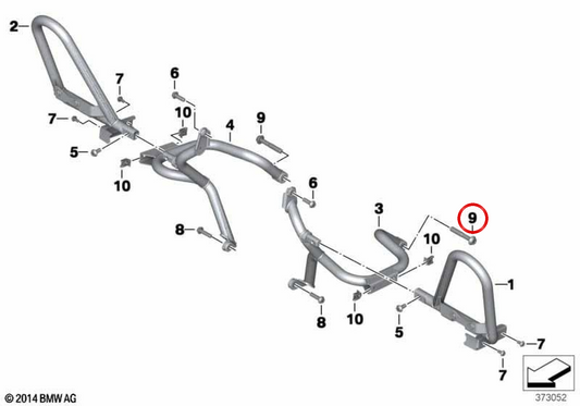 Bolt M10x80 OEM 07129907387 for BMW Motorrad R 1200 RT and R 1250 RT (K52), front subframe/engine guard. Original BMW Motorrad