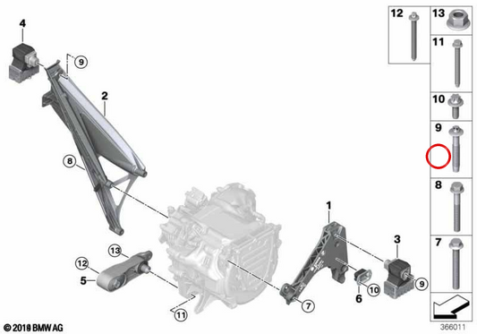 Parafuso sextavado OEM 07129907455 para BMW i3 (I01). BMW genuíno.