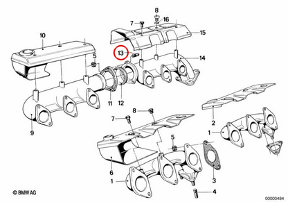 Espárrago colector de escape OEM 07129908130 para BMW E36, E12, E28, E34, E39, E24, E23, E32, E38, E31. Original BMW.