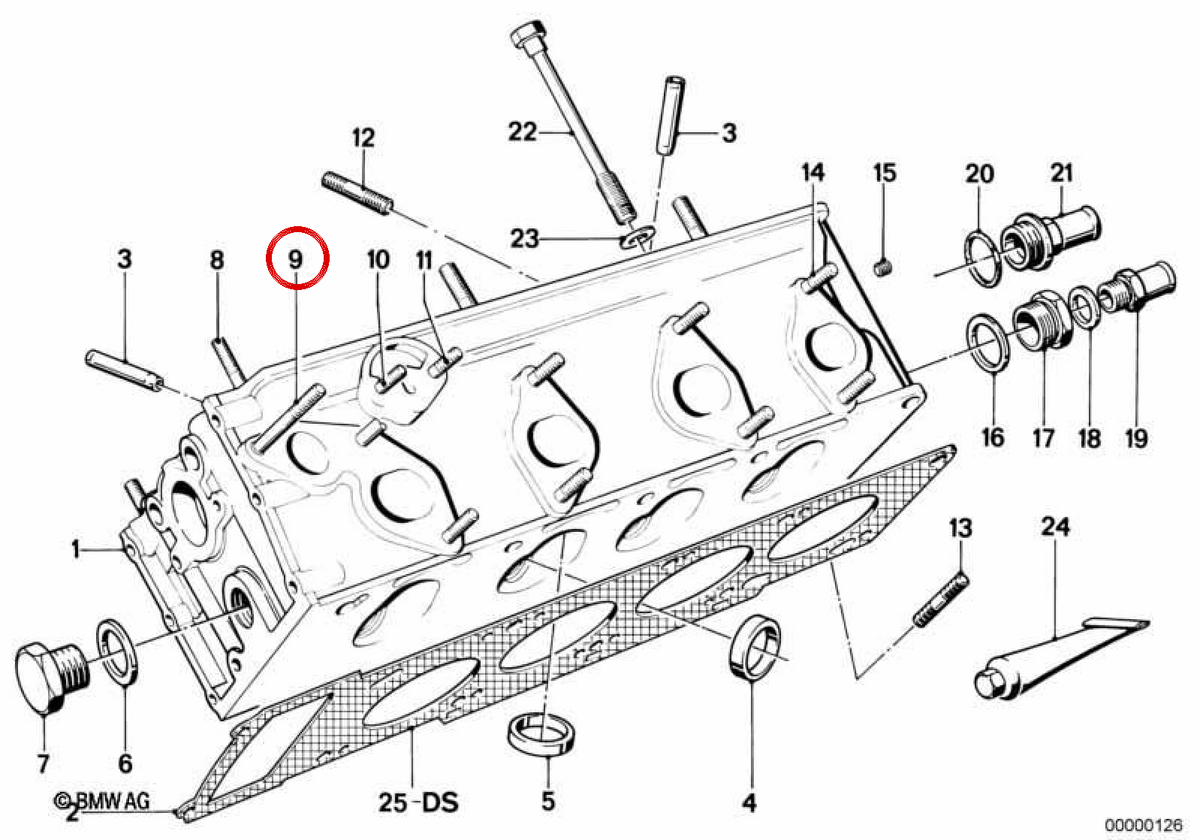 OEM Asparagus 07129908160 per BMW E21, E30, E12, E28, E34, E24, E23. BMW originale.
