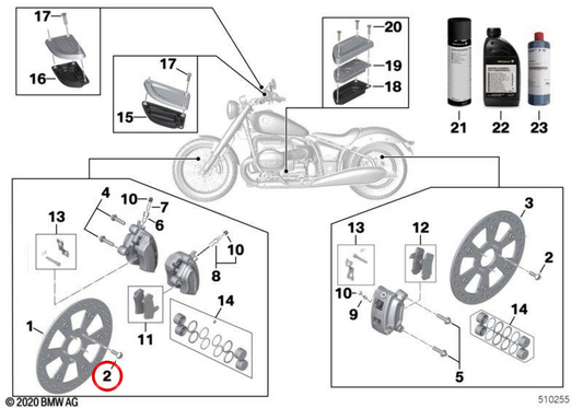 Tornillo cilíndrico OEM 07129908527 para motos BMW R18, F750GS, F850GS, K1600GT... y más. Original BMW Motorrad.