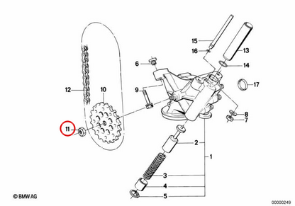 Écrou hexagonal autoblorant 07129922436 pour BMW E21, E30, E12, E28, E34, E24, E23, E32, E31, Z1, R50. BMW d'origine.
