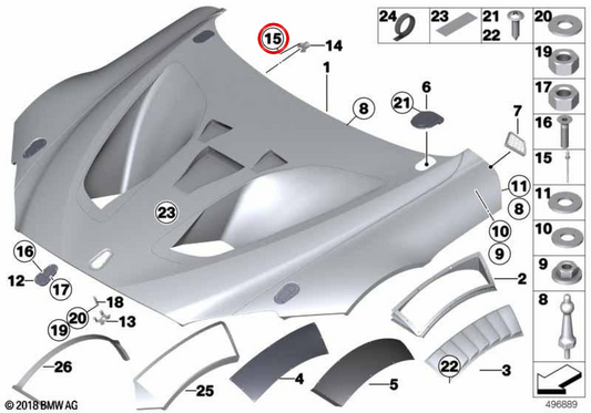 Remache de macho OEM 07129948764 para motos BMW R 1100 R, R 1100 RT, R 850 R, R 850 RT, R 1200 CL, R 1150 RT... y más. Original BMW Motorrad.
