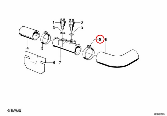 Fascetta per tubo flessibile Ø37-43 mm OEM 07129952117 per BMW Serie 1 F40 e MINI F55, F56, F57, F60… e altri modelli. Originale BMW e MINI