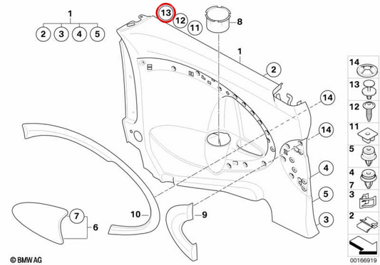 Rivet extensible OEM 07142758497 pour MINI Clubman R55, R55 LCI, Cabrio R57, R57 LCI et plus. MINI d'origine.