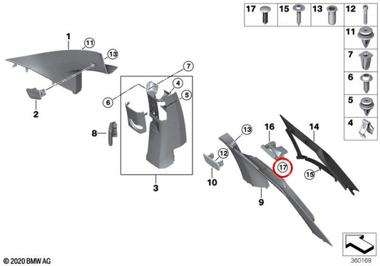 Einsteckbefesiger OEM 07142758580 per BMW I3 (I01). BMW originale.