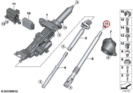 Vite esagonale M10x33 OEM 07145A8A717 per BMW Serie 5 G30, G31, G60, G61. BMW originale.