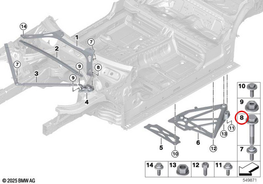 Vite esagonale M10X70 con serratura OEM 07145B42409 per BMW G80 M3, G81 M3 Touring, G82 M4 Coupé... e altro ancora. BMW originale.