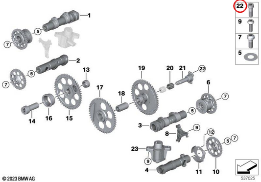 Tornillo ISA OEM 07145B581C5 para motos BMW R1300GS, R1300GS Adventure, R1300RT... y más. Original BMW Motorrad.