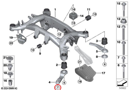 Combined Asa OEM screw 07146878392 for BMW G01, G08, F97, G45, G02, F98. Original BMW.
