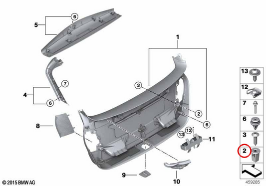 Tuerca de expansión OEM 07146974274 para BMW F20, F21, F45, F46, U06, E91, F31, F11, F91, F92, F93, G14, G15, G16, F48, F49, U11, U12, F39, U10, G01, G08, F97, G05, G18, F95, G07, F54, U25. Original BMW.