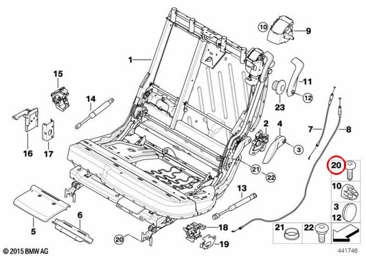Parafuso de lente OEM 07146974441 para BMW F07, E70, F15. BMW genuíno.