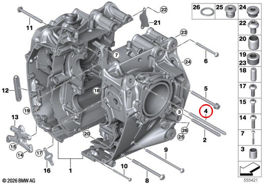 Espárrago M10x165 OEM 07147105349 per moto BMW R 1300 GS, R 1300 GS Adventure. Original BMW Motorrad.