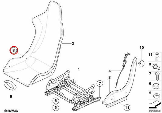 Vite esagonale con OEM striato 07147114545 per BMW E46. BMW originale.