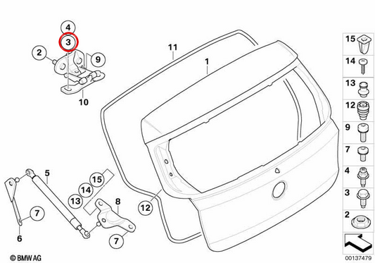 Parafuso sextavado com arruela OEM 07147122217 para BMW E81, E87, F20, F21, F40, F44, F45, F46, E84, F48, F39. BMW genuíno.