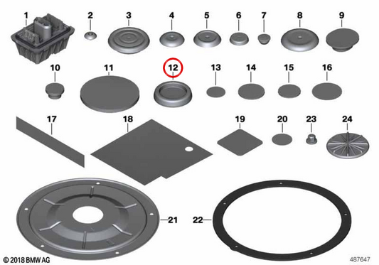 Cap di chiusura OEM 07147131742 per BMW E60, E61, F07, F10, F11, F18, F90, G30, G31, G38, E63, E64, G32, F01, F02, F04, F25, F26. BMW originale.