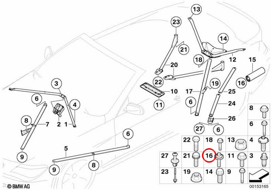 Sechskantschraube mit OEM -Waschmaschine 07147145742 für BMW E88, F23, E64. Original BMW.
