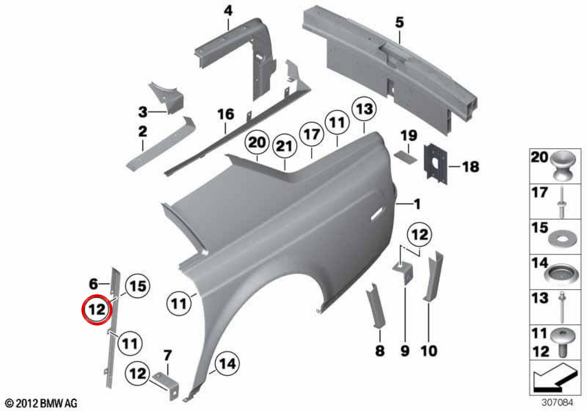 Tornillo avellanado OEM 07147156542 para BMW E46, E60, E61, E63, E64, G01, G02. Original BMW.