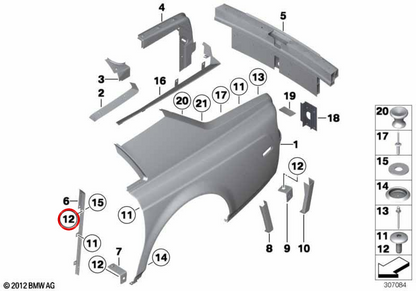Tornillo avellanado OEM 07147156542 para BMW E46, E60, E61, E63, E64, G01, G02. Original BMW.