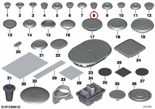 Coppa di chiusura OEM 07147160439 per BMW E81, E82, E87, E88, F25, F26. BMW originale.