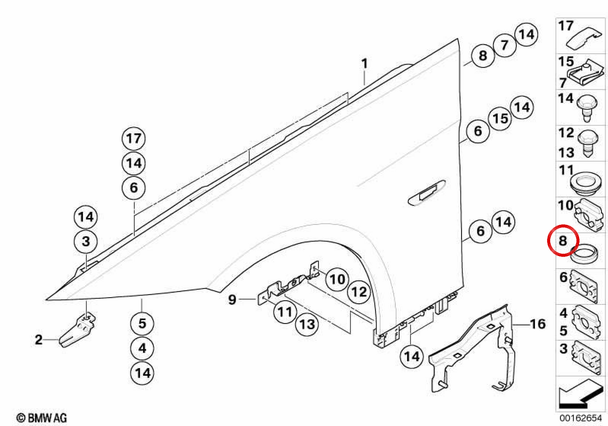 OEM Separator 07147162931 per BMW E90, E92, E93. BMW originale.
