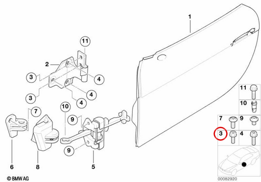 Parafuso sextavado com arruela OEM 07147202360 para BMW E46, F10, F11, E85, E52. BMW genuíno.