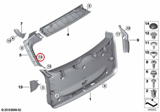 Clip OEM 07147236400 para BMW F11, G01, F97, G02, F98. Original BMW.