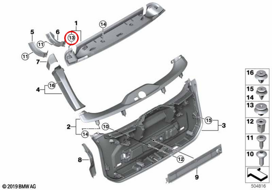 OEM -Klemmclip 07147252676 für BMW F44, G21, G81. Original BMW.