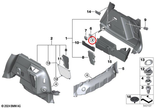 Parafuso cilíndrico OEM 07147299916 para BMW G29, I12, F60. BMW genuíno.