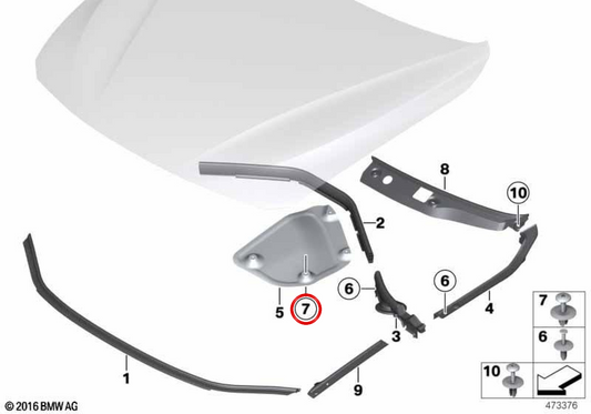 Clip di fissaggio OEM 07147380650 per BMW F30, F30N, F31. BMW originale BMW.