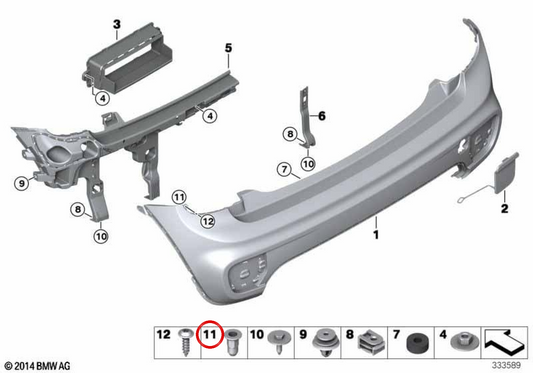 Écrou à rivets à tête plate OEM 07147411141 pour MINI F56, F55, F57, F60... et plus encore. MINI d'origine.