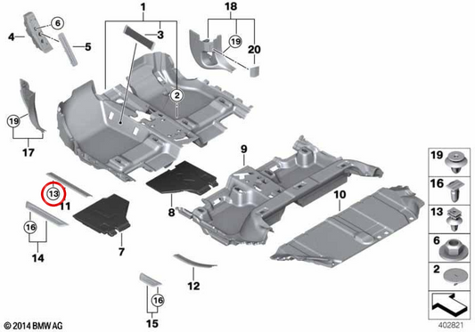 Clip OEM 07147430771 para BMW F40, F44, F45, G01, F97, G02, F98, U25. Original BMW.