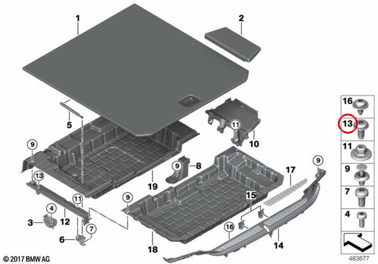 Vite a testa con bordo OEM 07147436428 per BMW Serie 5 G61, Serie 6 G32, M5 G99... e altro ancora. BMW originale.