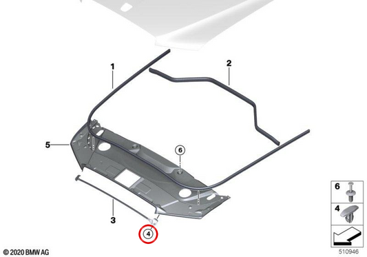 Clip de fixation OEM 07147444267 pour BMW G42, G87, G23, G83, G60, G61, G68, G90. BMW d'origine.