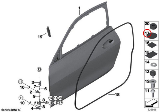 OEM seal lamina 07147472330 for BMW F70, G42, U06, G87, G20, G21, G28, G80, G81, G22, G23, G26, G82, G60, G61, G68, G90, G70, U11, U12, U10, G45, I20, F65, F65, F65, F65, F65, F65, F65, F65, F65, U25. Original BMW.