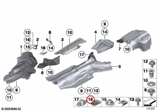 Tuerca clip OEM 07147576706 para BMW G42, U06, G87, G26, U11, U12, U10, G45, E89, F55, F56, J05, F57, F54. Original BMW.