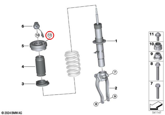 Combination screw M8x1.25x24 10.9 OEM 07147909560 for BMW M5 G90 and M5 Touring G99. Original BMW.