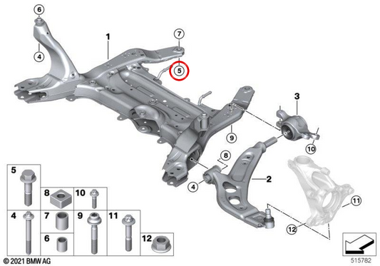 Parafuso sextavado OEM 07148835497 para BMW F70, U06, U11, U12, U10, F65, F66, U25. BMW genuíno.