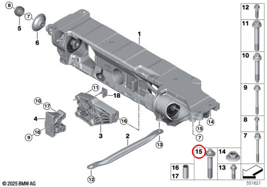 Combined Asa OEM screw 07148835915 for BMW U06, U11, U12, U10, U25. Original BMW.