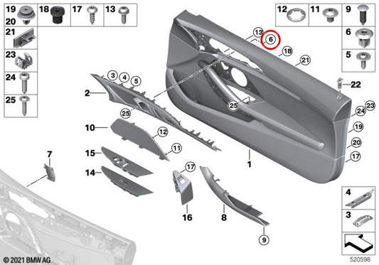 Tuerca de expansión OEM 07148842197 para BMW G26, F91, F92, F93, G14, G15, G16, G45. Original BMW.