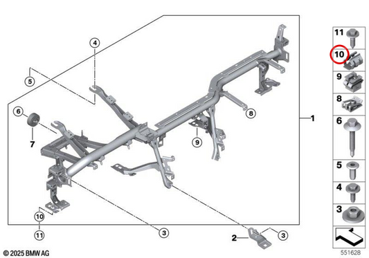 Clipe de retenção OEM 07148850459 para BMW G42, G87, G20, G21, G28, G80, G81, G22, G23, G26, G82, G83, i3. Peça original BMW. Ideal para montagem em painéis e acabamentos interiores.