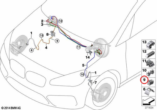 Clip de fixation du câble OEM 0714851872 pour BMW F70, F45, F46, U06, U11, U12, U10, F65, F66, F57, U25. BMW d'origine.