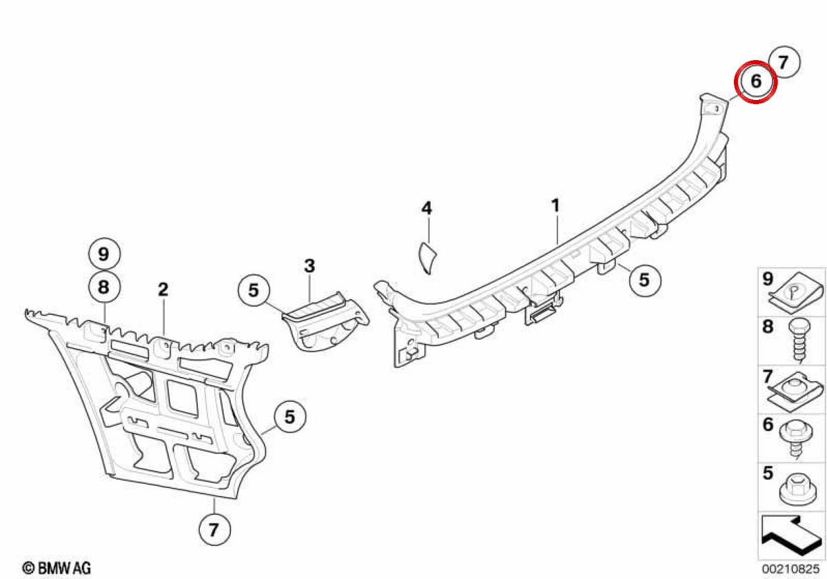 Tornillo de cabeza avellanada OEM 07149116376 para BMW E90, E91. Original BMW.