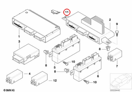 Clipe de retenção para módulo de luz/Check-Control OEM 07149145866 para BMW E39, E38. BMW genuíno.