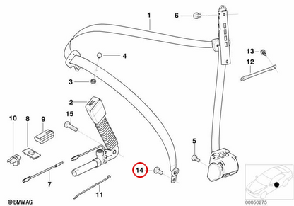 Tornillo hexagonal OEM 07149148310 para BMW E46, E83, E53. Original BMW.