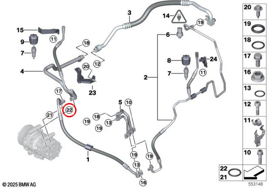 Anel de vedação Ø 17 mm OEM 07149197944 para MINI R56, R55 Clubman, R57 Cabrio, R58 Coupé, R59 Roadster, R60 Countryman, R61 Paceman. Original MINI