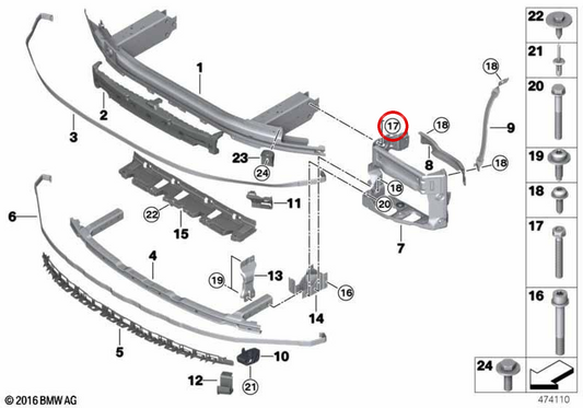 Kombinierte hexagonale Schraube 07149326700 für BMW F90, G30, G60, G68, G90, G32, G11, G12, G70, F91, F92, F93, G15, G16. Original BMW.